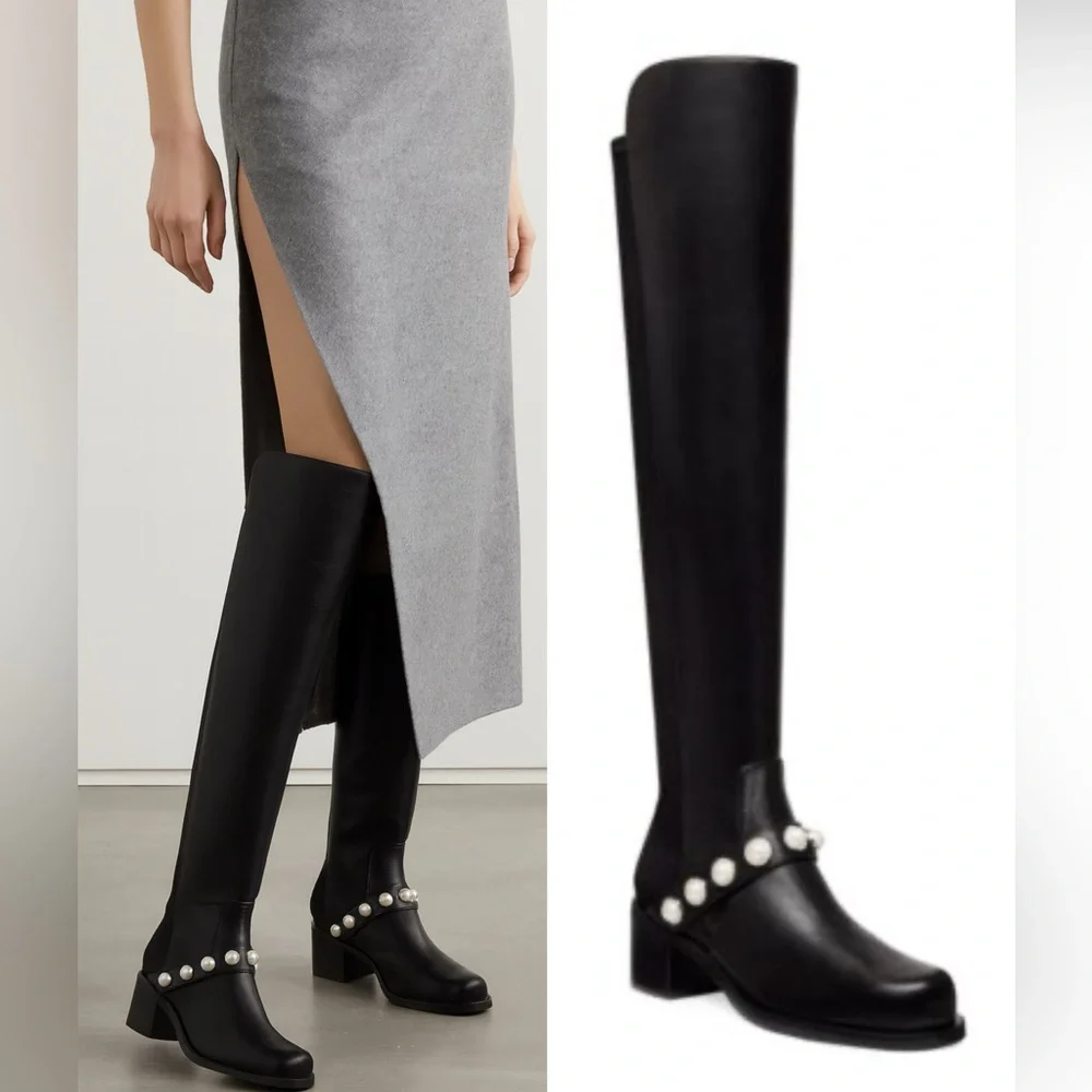Stuart Weitzman Portia  Over the knee boots with pearl embellished size 8